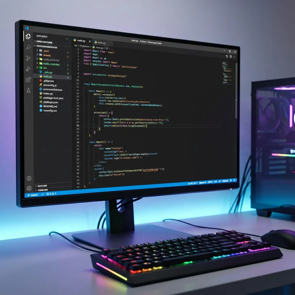 Pantalla de ordenador mostrando código limpio en editor moderno